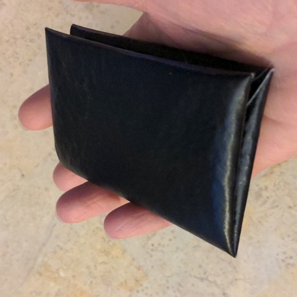 NEW! Handmade Thin FAUX Leather Foldover Card Holder Black/White Antique Gold - Picture 2 of 7